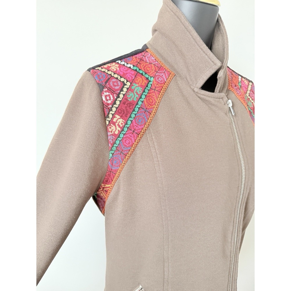 Ecote Women's L Embroidered Southwest Moto Zip Jacket Brown - Picture 4 of 16